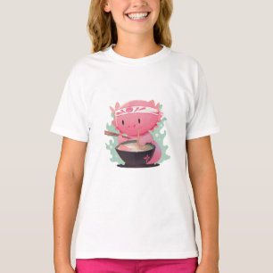T-shirt Une scène fantaisiste d'un axolotl mignon mangeant