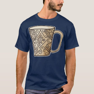 T-shirt une tasse de café tracée à la main vectoriel ligne