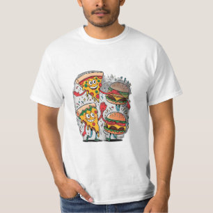 T-shirt Une tranche de pizza haute-cinq un hamburger.