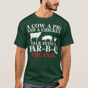 T-shirt Une vache un cochon et un poulet marchent dans un