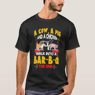 T-shirt Une Vache Un Cochon Et Un Poulet Marcher Dans Le B