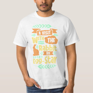 T-shirt Une visite Avec le lapin une étoile aux oeufs, Pâq