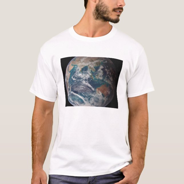 T-shirt Une vue complète de la Terre montrant les données  (Devant)
