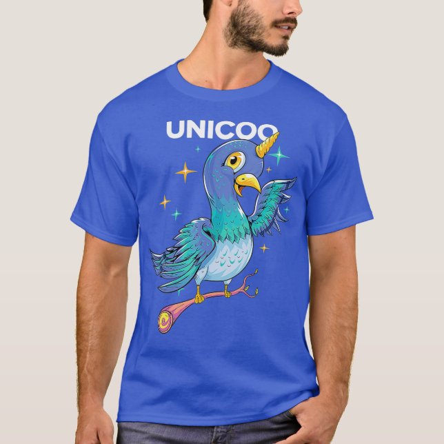 T-shirt Unicoo Unicorn Pigeon Magic Hooting Bird (Devant)