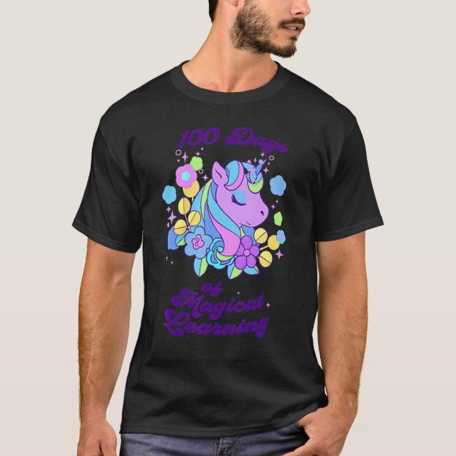 T-shirt Unicorn 100 Jours D'Apprentissage Magique Unicorn  (Devant)