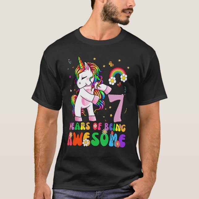 T-shirt Unicorn 7e anniversaire 7 ans fille princesse (Devant)