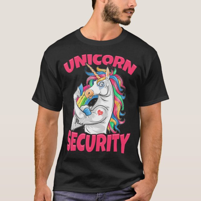 T-shirt Unicorn arc-en-ciel Unicorn Sécurité (Devant)
