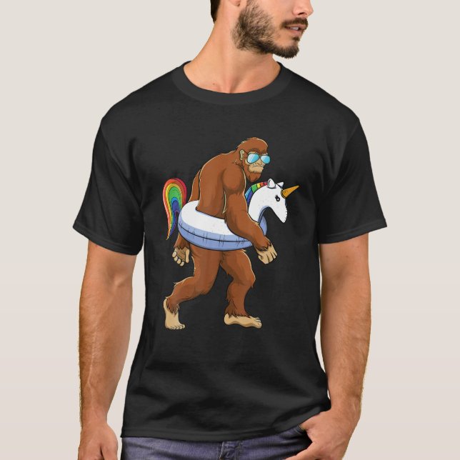 T-shirt Unicorn Bigfoot Sasquatch Pool Party Garçons Fille (Devant)