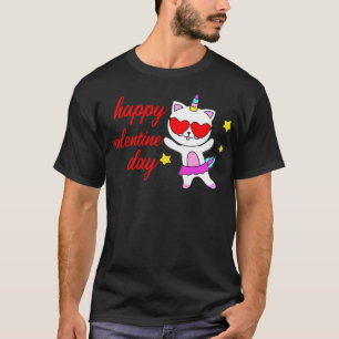 T-shirt Unicorn cat Joyeuse Saint-Valentin pour caricature