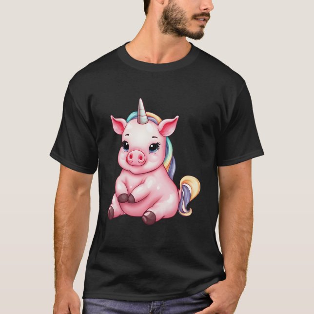 T-shirt Unicorn Cochon animal de ferme magique (Devant)