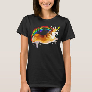 T-shirt Unicorn Corgi Rainbow Doodle Graphic