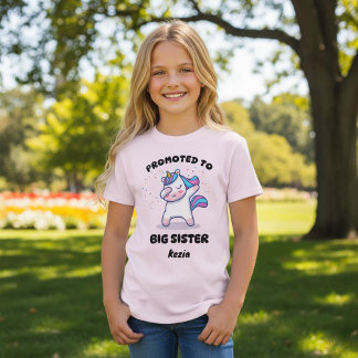 T-shirt Unicorn Dab Promu À Big Sister Nom Personnalisé