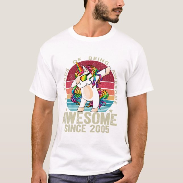 T-shirt Unicorn Dabbing 17e naissance (Devant)
