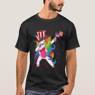 T-shirt Unicorn Dabbing 4 juillet Firework Happy America