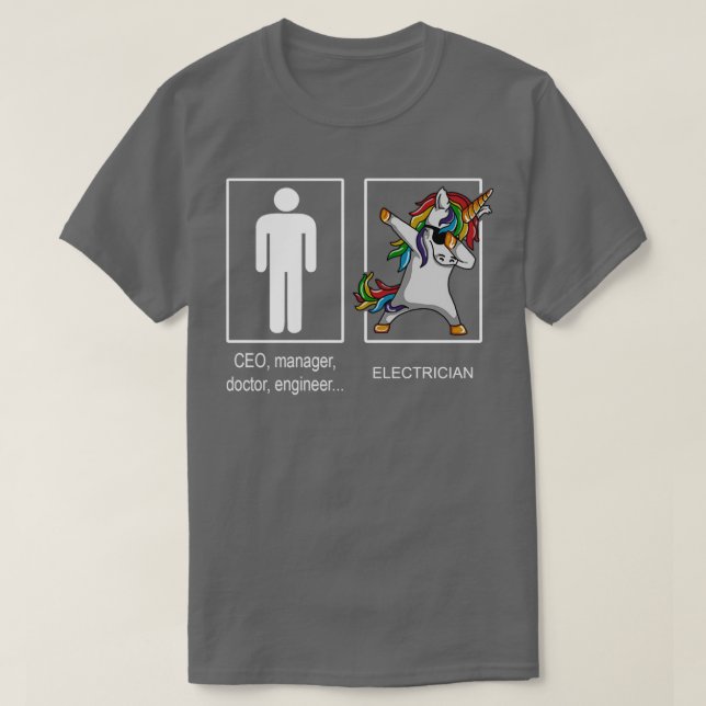 T-shirt Unicorn Electrician Occupation Dab Pose (Design devant)