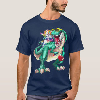 T-shirt Unicorn équitation Dinosaur porter des lunettes de