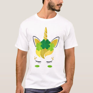 T-shirt Unicorn Face St Patrick's Day Irlandais Girls Kids
