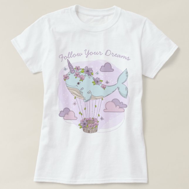 T-shirt Unicorn Flying Whale (Design devant)