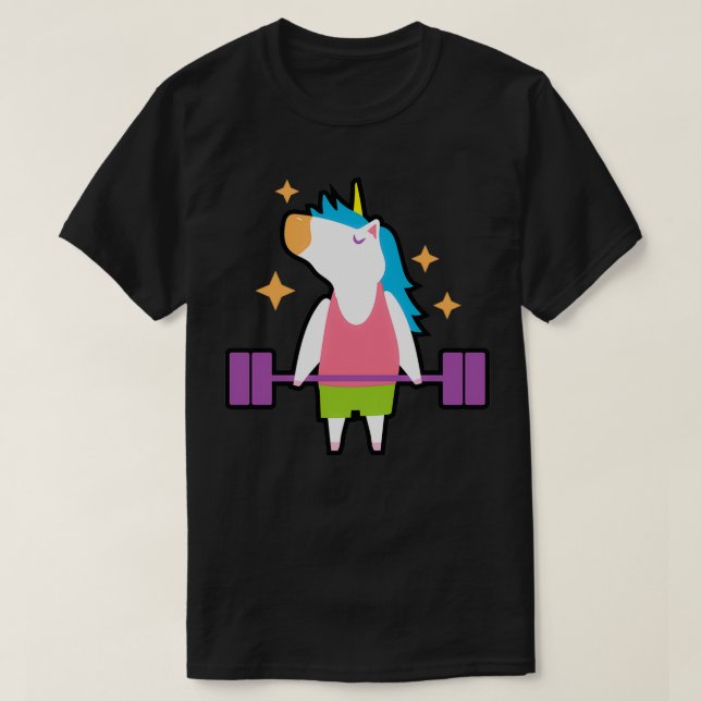 T-shirt Unicorn Gym Funny Rainbow Animaux Entraînement Fit (Design devant)