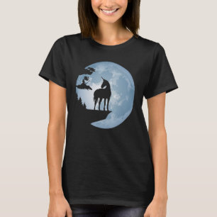T-shirt Unicorn Horse devant la Pleine lune Silhouette pou