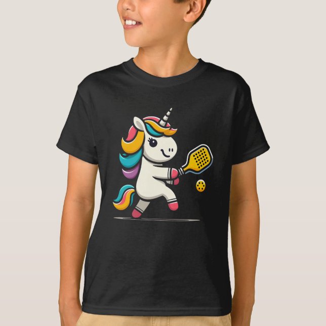 T-shirt Unicorn Jouer Pickleball Joueur Lover Enfants Femm (Devant)