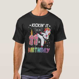 T-shirt Unicorn Karate 11E Anniversaire Onze Ans 11 Ans T