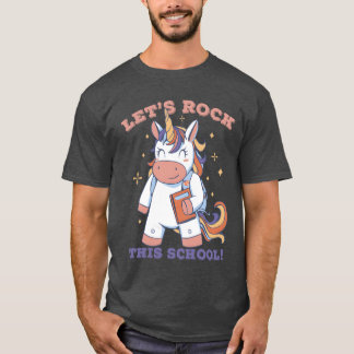 T-shirt Unicorn Kawai Lets Rockhis School boy