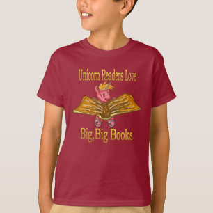 T-shirt Unicorn Lecteurs Aimer Gros, Gros Livres Colour Te