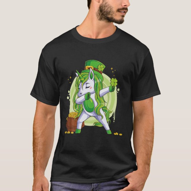 T-shirt Unicorn Leprechaun Costume Casquette Dabbing Dance (Devant)