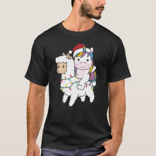 T-shirt Unicorn Llama Christmas Snow