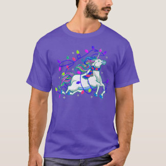 T-shirt Unicorn lumières de Noël mignonnes garçons filles 