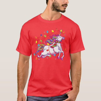 T-shirt Unicorn lumières de Noël mignonnes garçons filles