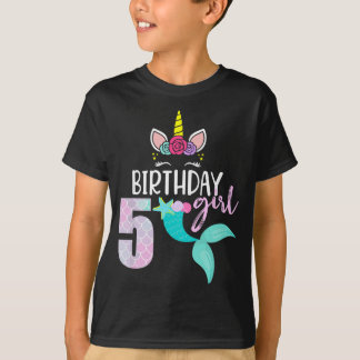 T-shirt Unicorn Mermaid 5e cadeau d'anniversaire de fille 