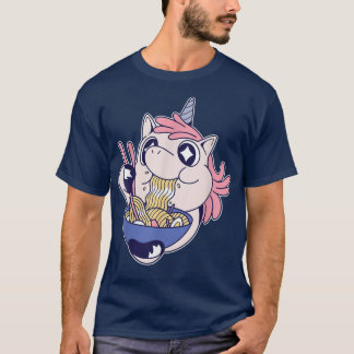T-shirt Unicorn mignonne manger Ramen Noodles Kawaii - Fun