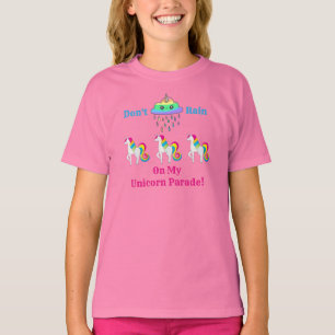 T-shirt Unicorn Nuage Cartoon mignon Fun Girl Rose