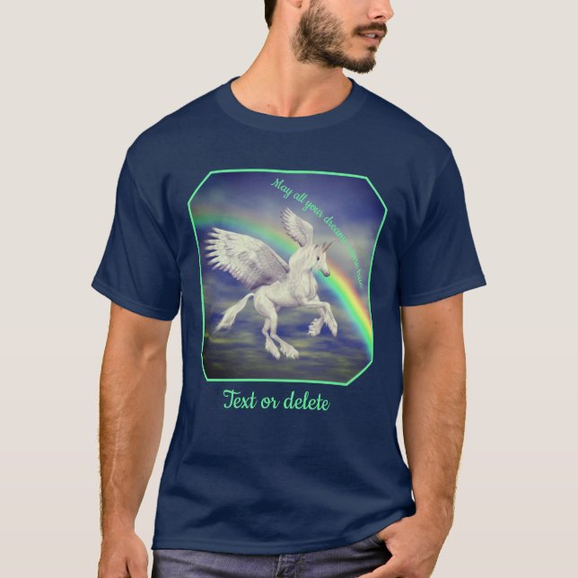 T-shirt Unicorn Over Rainbow Dreams Inspirational  (Devant)