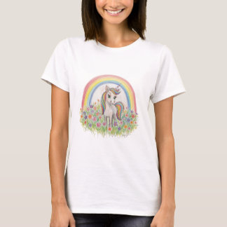 T-shirt Unicorn rainbow flower