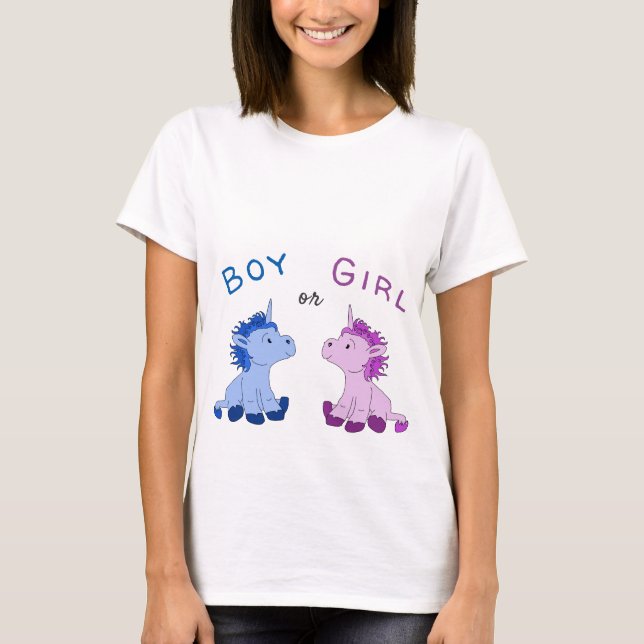 T-shirt Unicorn Révélation de genre garçon ou fille (Devant)