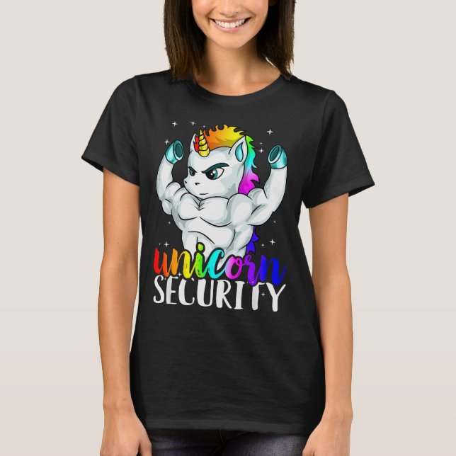T-shirt Unicorn Security Squad Muscle Tee Funny Dad Brothe (Devant)