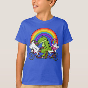 T-shirt Unicorn T-Rex Dinosaur Flamant rose équitation Vél