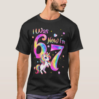 T-shirt Unicorn was 6 7 six seven 7th bday birthday girl