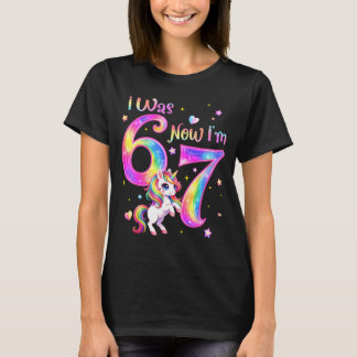 T-shirt Unicorn was 6 7 six seven 7th bday birthday girl
