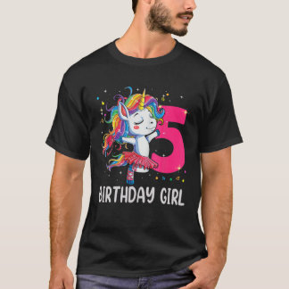 T-shirt Unicorne 5 Ans Dabbing 5E Anniversaire Fille Unic