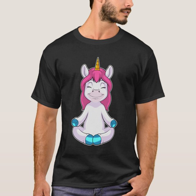 T-shirt Unicorne à Meditate en position assise (Devant)