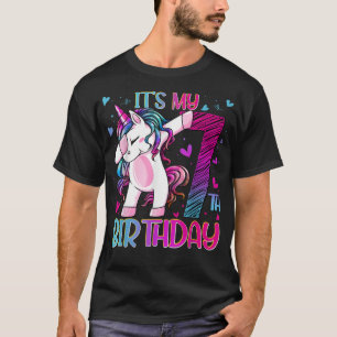 T-shirt Unicorne âgé de 7 ans Dabbing 7e anniversaire fill