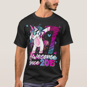 T-shirt Unicorne âgé de 7 ans Dabbing 7e anniversaire fill