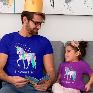 T-shirt Unicorne arc-en-ciel coloré papa