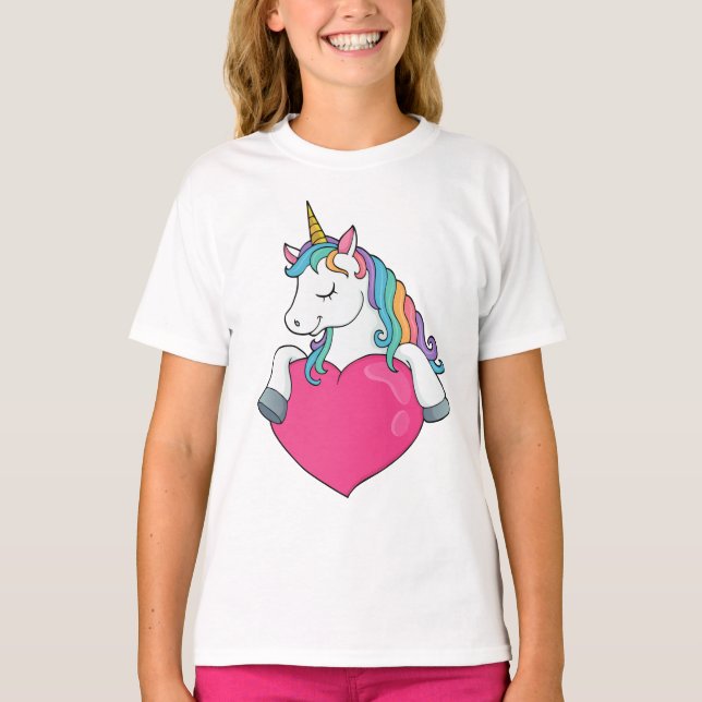T-shirt Unicorne au coeur (Devant)
