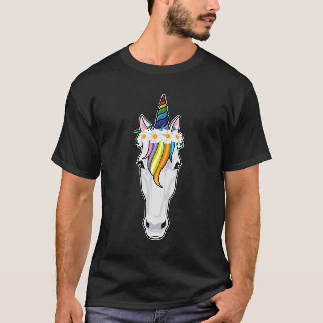 T-shirt Unicorne aux fleurs (Devant)