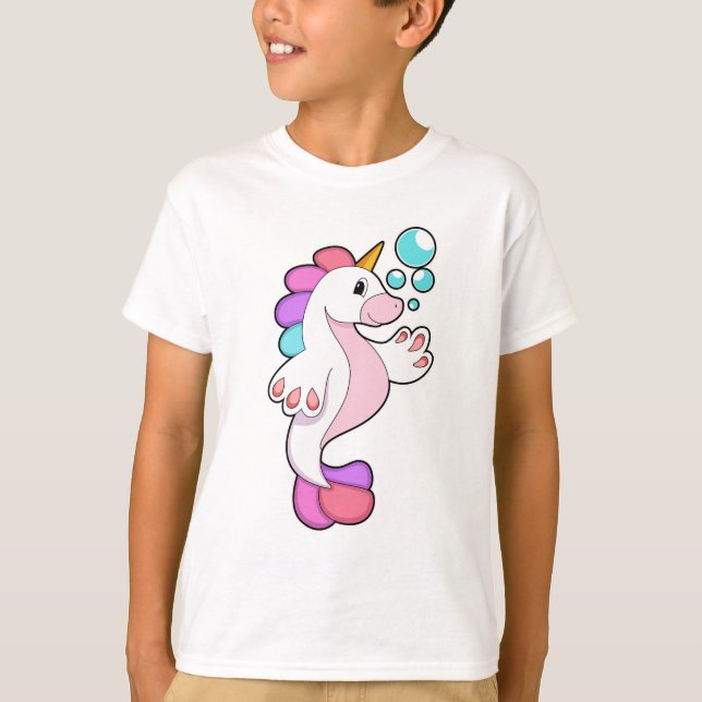 T-shirt Unicorne avec bulles d'eau.PNG (Devant)